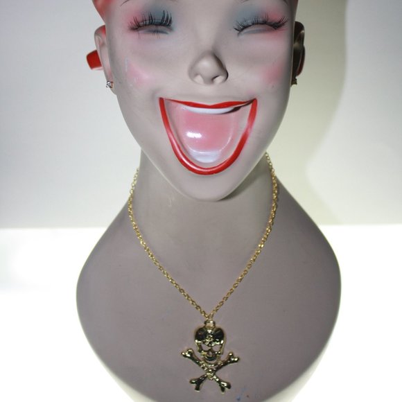 Skull & Bones Necklace & Earring Set - Picture 1 of 4